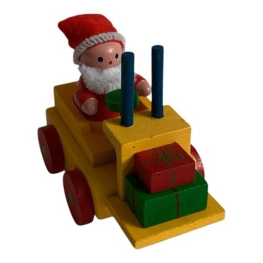 Vintage Wood Mini Santa Train Christmas Decoration Multicolor 3.25x2.75